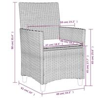 Tuinstoelen 2 st met kussens poly rattan en massief hout zwart - thumbnail