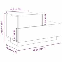 Nachtkastje met lade Zwart eiken 70 x 36 x 40.5 cm Bewerkt hout - thumbnail