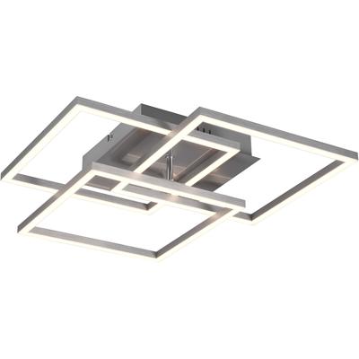 LED Plafondlamp - Trion Mibal - 28W - Aanpasbare Kleur - Afstandsbediening - Dimbaar - Rechthoek - Mat Nikkel - Aluminium