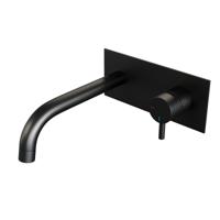 Brauer Black Edition Wastafelmengkraan inbouw - gebogen uitloop links - hendel kort smal - afdekplaat - model B 1 - mat zwart 5-S-004-B5 - thumbnail