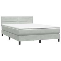 Boxspring met matras en LED fluweel lichtgrijs 160x210 cm - thumbnail