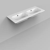 Dubbele Wastafel Marble BWS 120,5x46x1,5 cm Glans Wit (2 kraangaten) - thumbnail