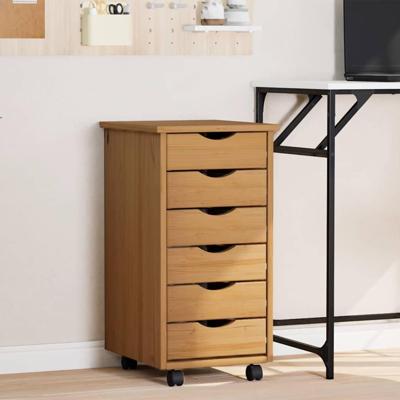 Ladekast MOSS verrijdbaar massief grenenhout honingbruin Ladekast MOSS verrijdbaar massief grenenhout honingbruin