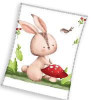 Sweet Home fleeceplaid konijn wit 110x140cm - thumbnail