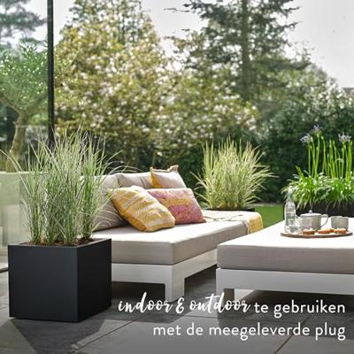 Elho Vivo Next Square 40 Bloembak - Zwart - Ø 39 x H 38 cm - binnen/buiten - 100% gerecycled