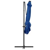 VidaXL Zweefparasol met led en stalen paal 250x250 cm azuurblauw - thumbnail