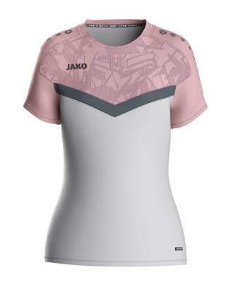 JAKO 6124D T-Shirt Iconic Dames - Zachtgrijs/Dusky Pink/Anthra Light - 42