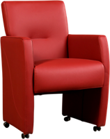 Rode leren moderne eetkamerfauteuil Pleasure - Toledo Leer Red (rood leer) - thumbnail