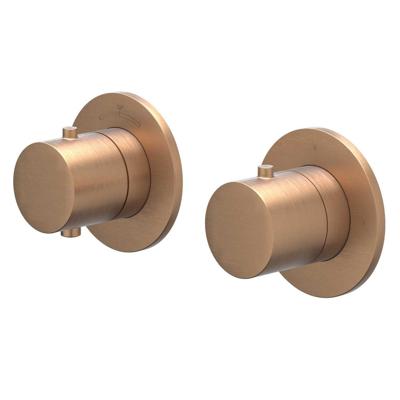 Afbouwdeel IVY Bond Inbouwthermostaat Symmetry 2-Weg Stop-Omstel Met Rond Rozet Geborsteld Mat Koper PVD IVY