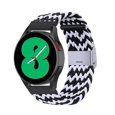 By Qubix - Braided nylon bandje - Zwart/wit - Compatible met Xiaomi Redmi Watch 5 Active/Redmi Watch 5 Lite - Compatible Xiaomi bandje