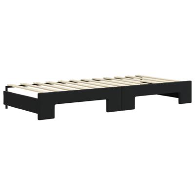 Slaapbank onderschuifbed en matrassen 90x190 cm fluweel zwart