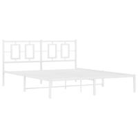 Bedframe met hoofdbord metaal wit 150x200 cm - thumbnail