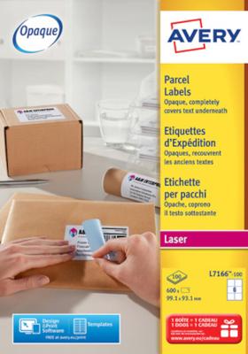 Etiket Avery L7166-100 99.1x93.1mm 600stuks wit Etiket Avery L7166-100 99.1x93.1mm 600stuks wit