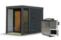 Karibu | Ares 2 Buitensauna | Antraciet-Antraciet | Biokachel 9 kW Externe Bediening - thumbnail