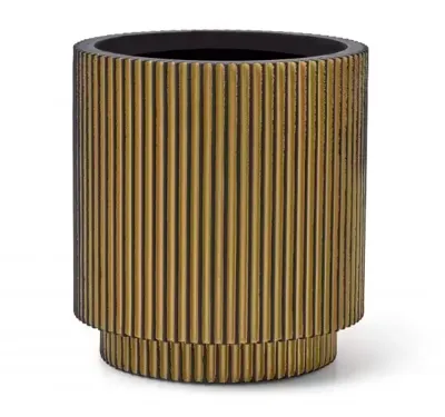 Capi Bloempot Cilinder Groove Goud-Zwart Ø23cm