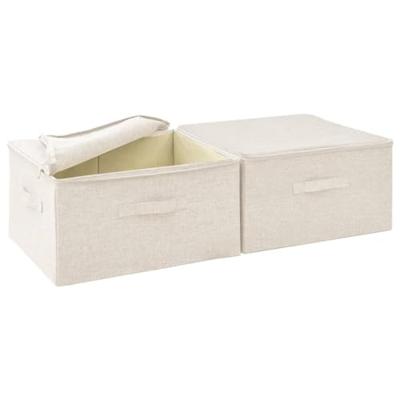 VidaXL Opbergboxen 2 st 43x34x23 cm stof crèmekleurig VidaXL Opbergboxen 2 st 43x34x23 cm stof crèmekleurig