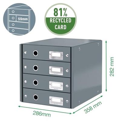 Leitz Click & Store 6049-00-95 Ladebox Zwart DIN A4 Aantal lades: 4 Leitz Click & Store 6049-00-95 Ladebox Zwart DIN A4 Aantal lades: 4