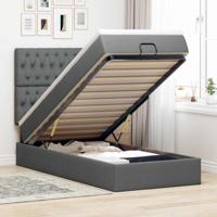 Ottoman bed met matras 100x200cm stof donkergrijs - thumbnail