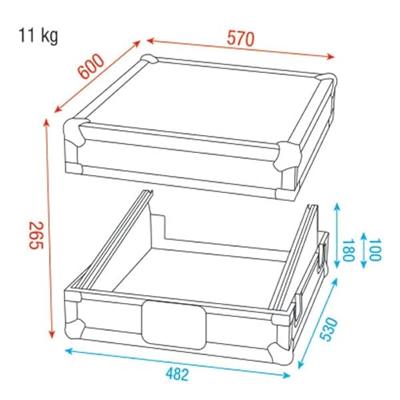 DAP ACA-MIX1 flightcase voor 19 inch DJ-gear 12U