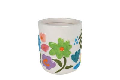 Bloempot Fleur wit/multicolor aardewerk