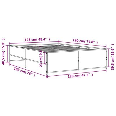 Bedframe bewerkt hout metaal zwart 120x190 cm - thumbnail