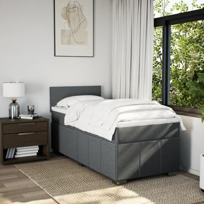 Boxspring met matras stof donkergrijs 120x200 cm - thumbnail