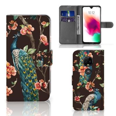 Motorola Moto G7 | G7 Plus | Telefoonhoesje | Met pasjeshouder | Pauw met Bloemen