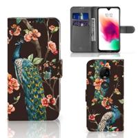 Motorola Moto G7 | G7 Plus | Telefoonhoesje | Met pasjeshouder | Pauw met Bloemen - thumbnail