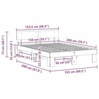 Bedframe met hoofdeinde Wit 150 x 200 cm Massief grenenhout - thumbnail