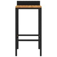 Barkrukken 2 st poly rattan en massief acaciahout zwart - thumbnail