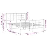 Bedframe met hoofd- en voeteneinde metaal zwart 140x190 cm - thumbnail