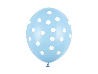 Ballon baby blauw pastel met witte stippen 6 stuks