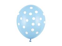 Ballon baby blauw pastel met witte stippen 6 stuks - thumbnail