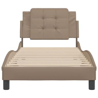 Bedframe met hoofdbord kunstleer cappucinnokleurig 90x190 cm