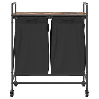 VidaXL Wasmand 2 vakken met planken gerookt eikenkleurig VidaXL Wasmand 2 vakken met planken gerookt eikenkleurig