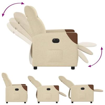 Fauteuil verstelbaar elektrisch stof crèmekleurig