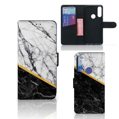 Alcatel 1S 2020 | Bookcase | Marmer Wit Zwart - Origineel Cadeau Man