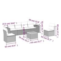7-delige Loungeset met kussens poly rattan zwart - thumbnail