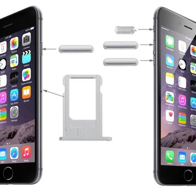 Originele kaart lade & Volume controle sleutel & scherm Lock toets & Mute Switch Vibrator toets Kit voor iPhone 6(Silver)