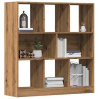Boekenkast 97,5x29,5x100 cm bewerkt hout artisanaal eikenkleur - thumbnail