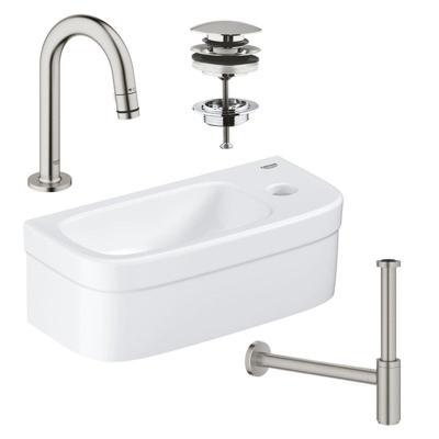 GROHE Euro fonteinset 37x18cm 1 kraangat zonder overloop gebogen super steel kraan sifon afvoerplug fontein Rechthoek wit sw97640/sw197129/sw228380/sw438965/sw444108/ GROHE Euro fonteinset 37x18cm 1 kraangat zonder overloop gebogen super steel kraan sifon afvoerplug fontein Rechthoek wit sw97640/sw197129/sw228380/sw438965/sw444108/