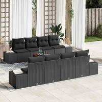 Tuinbankenset met opslag 9 pcs Zwart poly rattan - thumbnail
