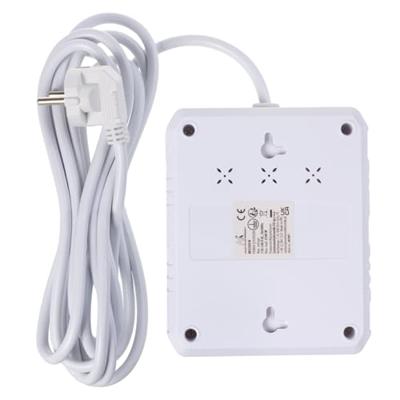 Maclean stekkerdoos, verlengkabel 2 stopcontacten + 3xUSB, 110-240V AC 50/60Hz, 2,1A max 2500W, 3 m, wit, MCE388 W
