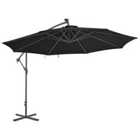 VidaXL Zweefparasol met led-verlichting 350 cm zwart - thumbnail
