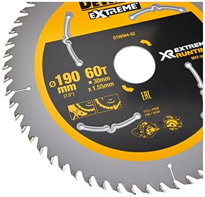 DeWALT Cirkelzaagblad voor Hout | Extreme Runtime | Ø 190mm Asgat 30mm 60T - DT99564-QZ