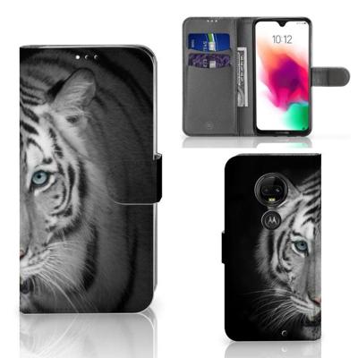 Motorola Moto G7 | G7 Plus | Telefoonhoesje | Met pasjeshouder | Tijger