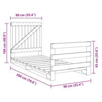 Bedframe met hoofdbord massief grenenhout 90x200 cm - thumbnail