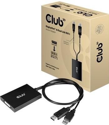 club3D CAC-1010 DisplayPort Adapter [1x DisplayPort stekker, USB-A 2.0 stekker - 1x DVI-bus 24+5-polig] Zwart 0.60 m