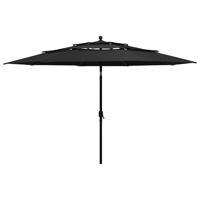 Parasol 3-laags met aluminium paal 3,5 m zwart - thumbnail