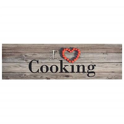 Keukenmat wasbaar cooking-print 45x150 cm fluweel grijs